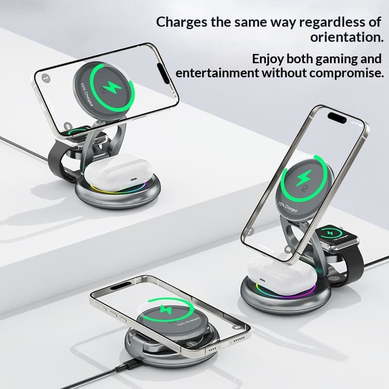 3-in-1 15W Magnetic Wireless Charger